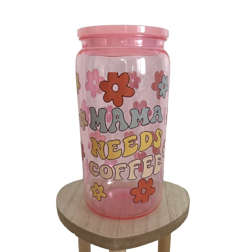 Mama needs coffee  NWT
Breakdown Cup
16oz plastic soda can
UV-DTF wrap Decal